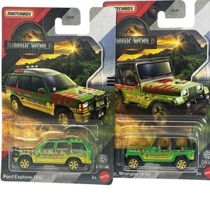 Match Jurassic World Ford Explorer & Jeep Wrangler Set - Green and Yellow
